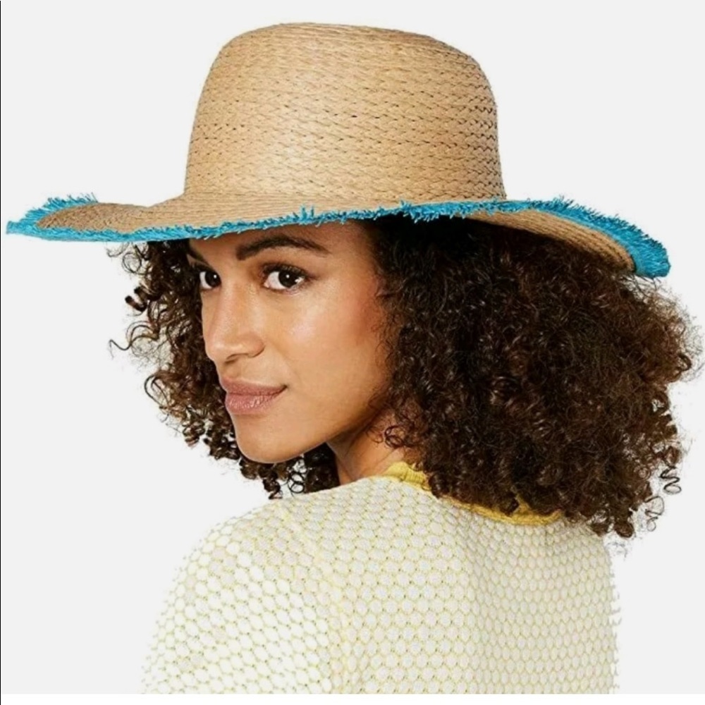 Inc Pop Fray Edge Floppy Sun Hat - Blue - Picture 2 of 2
